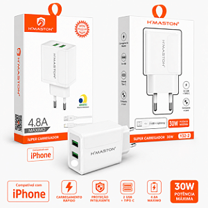 Carregador Iphone Hmaston Rapido 2 USB 4.8 a com ANATEL 4.8A