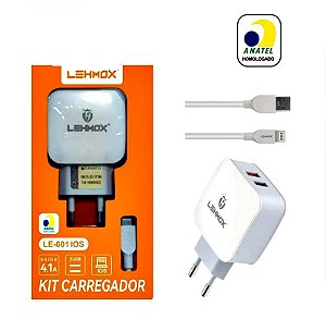 Carregador Iphone LEHMOX 4.1A Micro USB 2 USB 4.1 A Com Anatel