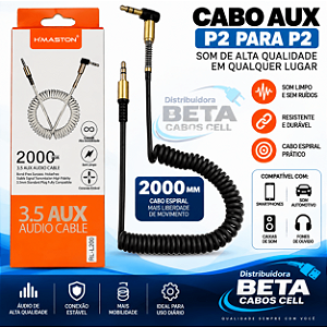 Cabo Auxiliar Espiral Mola Hmaston P2 X P2 3.5mm 2 Metros VPN