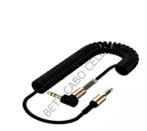 Cabo Auxiliar Espiral Mola Hmaston P2 X P2 3.5mm Stereo Reforçado 2 Metros