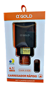 Carregador Iphone A´Gold Gold com 2 Usb 4.1a Anatel