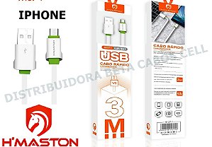 Cabo Iphone Turbo 3 Metros Silicone Hmaston 4.8a Carregamento Turbo