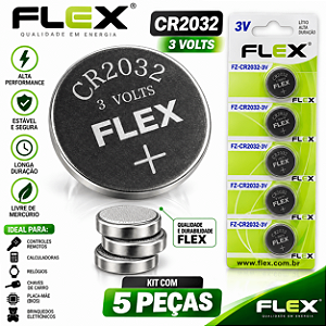 Bateria Pilha FLEX Bateria Cr 2032 3v com 5 Unidades VPN
