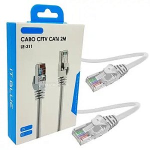 Cabo Rede 2 Metros RJ45 CFTV CAT6 Com Conector Banhado a Ouro