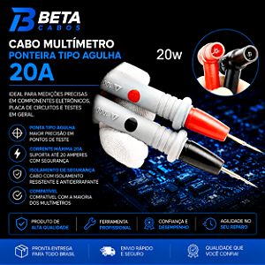Cabo Multimetro Ponteira Teste De Prova Tipo Agulha 20A WY