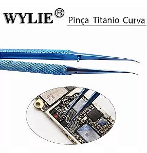 Pinça De Titanio WYLIE Original Azul Antiestática Curva Fina WY