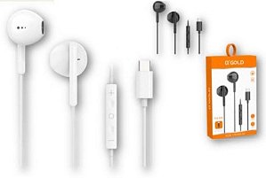 Fone De Ouvido A´Gold Com Fio Microfone Estéreo Entrada Tipo-c