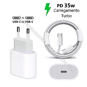 Carregador Turbo Usb-c 35W Tipo C com Tipo c Para iPhone 15 16