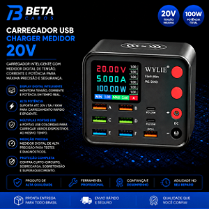 Carregador Usb Charger Medidor 20V WYLIE WL 205 D
