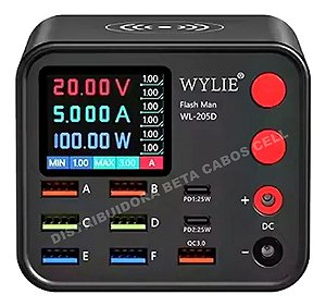 Carregador Usb Charger Medidor 20V WYLIE WL 205 D