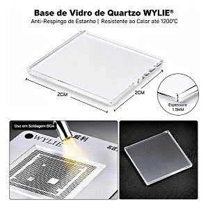 Base De Vidro Quartzo Wylie 2x2cm Anti Respingo Bga 1200°c