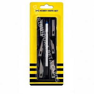Kit Estilete de Precisão Hobby Knife Set 7 Peças Cabo de Alumínio + 6 Lâminas de Reposição