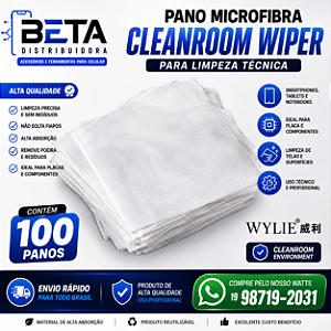 Pano Microfibra com 100 Panos Cleanroom Wiper para Limpeza