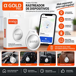 Tag Rastreadora Bluetooth α Gold Pro Localizador para Chaves Bolsas Mochilas e Bagagens Veicular