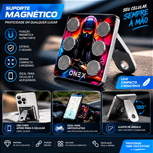 Suporte Magnético para Celular Moto com 6 Ímãs e Base Ajustável GPS Motoboy