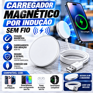 Carregador Magnético USB por Indução Wireless Sem Fio Para Apple Watch