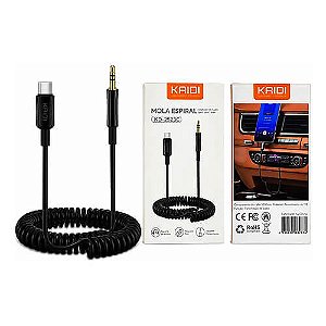 Cabo Tipo Espiral Mola Adaptador Áudio P2 Macho para Tipo C