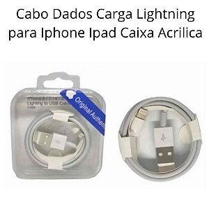 Cabo Dados Carga Lightning para Iphone Ipad Caixa Acrilica 1 Metro Acrilico