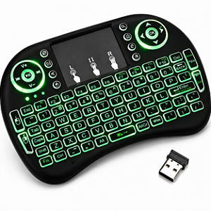 Controle Mini Teclado Led Luz Sem Fio Wireless Touch Pad TV BOX Universal Pc