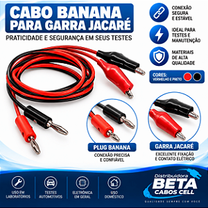 Cabo de Teste para Fonte de Alimentação e Multímetro Banana Jacaré Ponta de Prova