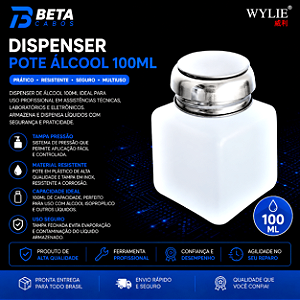 Dispenser Pote Álcool Isopropílico Fluxo E Líquidos Grande 100 ML