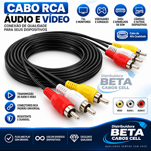 Cabo Audio e Video RCA 1.8M Para Dvd Tv Home X