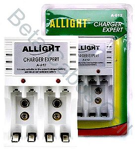 Carregador Allight Charger Expert Maxday A-612 Para 4 Pilhas AA AAA e Bateria 9v 110/220v