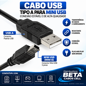 Cabo Carga E Dados V3 Carregar Controle Ps3 Caixinha Som 1,5M VNP