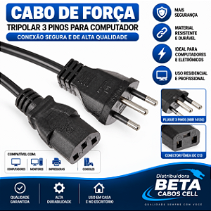 Cabo de Força Energia Computador PC Monitor Padrão NVD