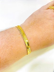 PULSEIRA DOURADA ESCAMADA - FOLHEADA OURO 18K