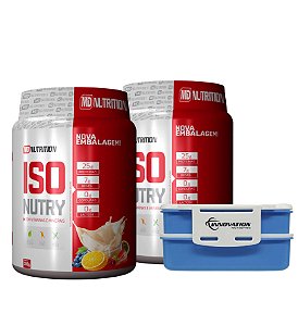 2 Iso Nutry  + 1 Brinde - 900g - Whey Protein Isolado com Glutamina, BCAA e Multivitamínico