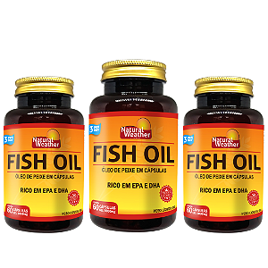 Ômega 3 Fish Oil 1000mg 3 Unidades - Natural Weather - 60 Cápsulas