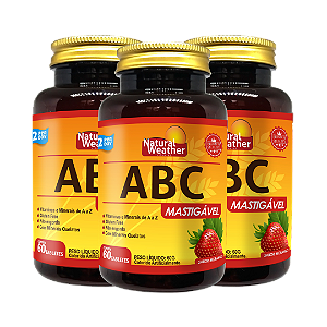 Polivitamínico ABC Mastigável Natural Weather – Kit com 3 Unidades (Morango ou Abacaxi)