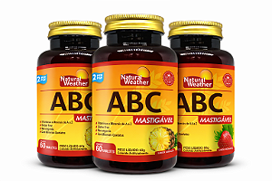 Polivitamínico ABC Mastigável Natural Weather – Kit com 3 Unidades (Morango ou Abacaxi)