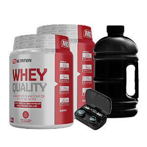 Compre 2 Whey Quality + Ganhe Fone Sem Fio + Galão 2,2L
