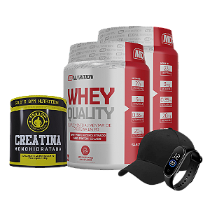 Kit 2 Whey Quality + 1 Creatina | MD Nutrition & Gold's Gym