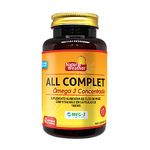 Ômega 3 ALL COMPLET Natural Weather – Alta Concentração de DHA + Vitamina E – 60 Cápsulas