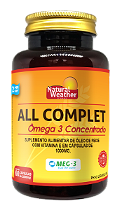 ALL COMPLET Natural Weather - 60 Cápsulas - Ômega 3 com Alta Concentração de DHA e Adicionado de Vitamina E