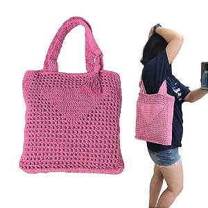 Bolsa Sacola de Praia PIscina Esporte Férias, Artesanato Feito a Mão, em Crochê