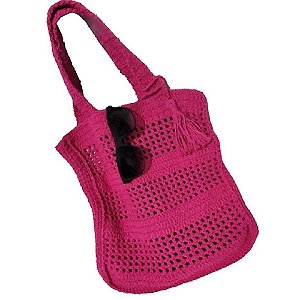 Bolsa modelo Listas  em Crochê Artesanato feito a mão ideal para Praia Piscina, Esportes, Passeios