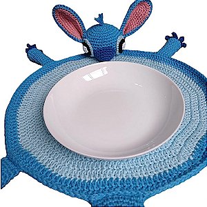 Sousplat Infantil Stitch Artesanato em Croche Mesa posta Casa e Decoração