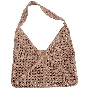 Bolsa De Ombro Elegante Artesanato Crochê Feito a Mão Passeio Tardes