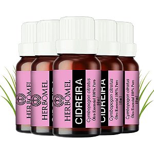 Kit 05 Óleo Essencial Cidreira 10ml HerboMel Natural
