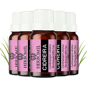 Kit 05 Óleo Essencial Cidreira 10ml HerboMel Natural