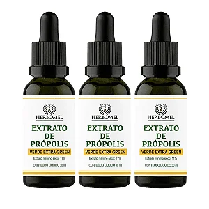 Kit 3 Extrato de Própolis Verde 30ml HerboMel Natural