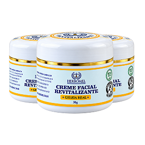 Kit 3 Creme Revitalizante Facial Geleia Real 30g HerboMel Natural