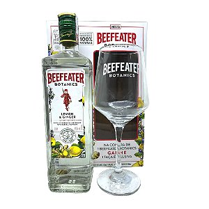 Kit Taça de Vidro Beefeater Oficial + Gin Beefeater Botanics Lemon e Ginger - 750 ml