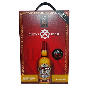 Kit Copo de Vidro Oficial + Whisky Chivas Regal - 1L