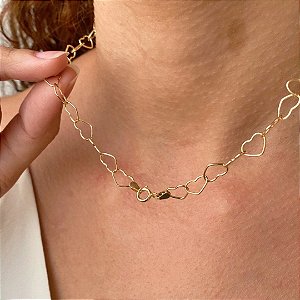 Corrente Corações em Ouro 18k