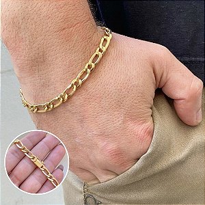 Pulseira Masculina Elo Alongado em Ouro 18k